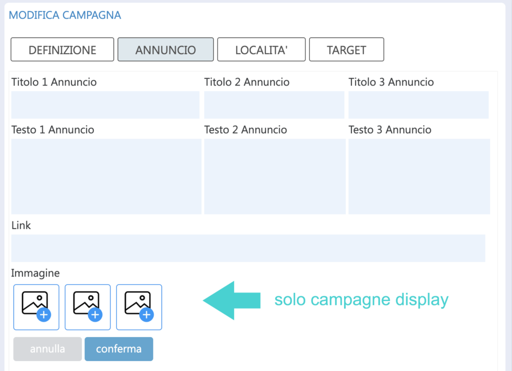 definisci annucio per campagne google ads